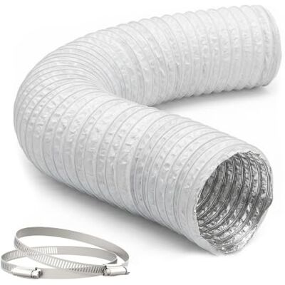 Relaxdays Tuyau d'évacuation 2 colliers, Ø75 mm, 5 m, PVC/aluminium, blanc Relaxdays Tuyau d'évacuation 2 colliers, Ø75 mm, 5 m, PVC/aluminium, blanc