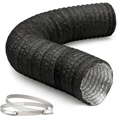 Relaxdays Tuyau d'évacuation 2 colliers, Ø100 mm, 5 m, PVC/aluminium, noir Relaxdays Tuyau d'évacuation 2 colliers, Ø100 mm, 5 m, PVC/aluminium, noir
