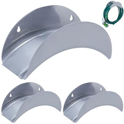 Relaxdays Lot de 3 supports muraux pour tuyau d'arrosage de 30 m 1/2", en métal, gris Relaxdays Lot de 3 supports muraux pour tuyau d'arrosage de 30 m 1/2", en métal, gris