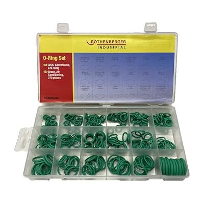 Rothenberger Industrial 1500005014 Lot de 270 joints toriques 18 tailles en caoutchouc pour technique du froid et de la climatisation dans le domaine automobile, industriel et domestique (vert) Rothenberger Industrial 1500005014 Lot de 270 joints toriques 18 tailles en caoutchouc pour technique du froid et de la climatisation dans le domaine automobile, industriel et domestique (vert)