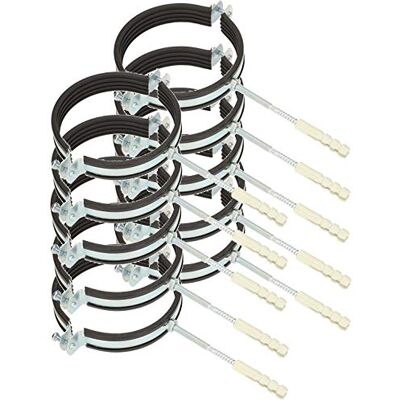 KOTARBAU ® 10 pces. Collier de Serrage Tuyau Acier Galvanisé 5" Fixation pour Tube Collier de Fixation avec Joint en Caoutchouc avec Chevilles Noir Argenté KOTARBAU ® 10 pces. Collier de Serrage Tuyau Acier Galvanisé 5" Fixation pour Tube Collier de Fixation avec Joint en Caoutchouc avec Chevilles Noir Argenté