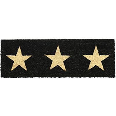 Relaxdays Paillasson en coco avec motif étoiles, 75 x 25 cm, intérieur et extérieur, antidérapant, résistant aux intempéries, noir/naturel Relaxdays Paillasson en coco avec motif étoiles, 75 x 25 cm, intérieur et extérieur, antidérapant, résistant aux intempéries, noir/naturel