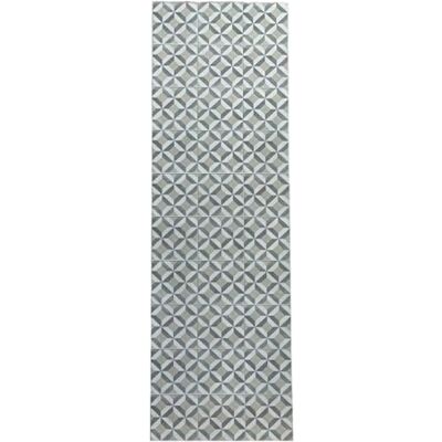 TADI & IMPERIO 1979 Tapis géométrique en vinyle beige gris blanc roto TADI & IMPERIO 1979 Tapis géométrique en vinyle beige gris blanc roto