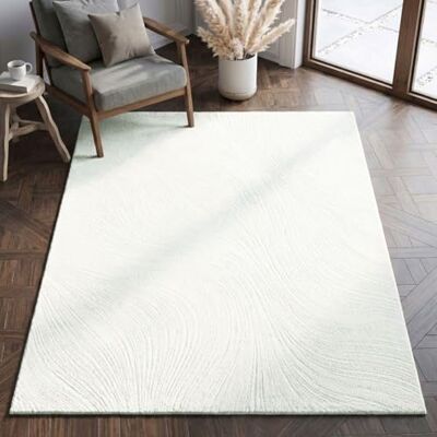 VIMODA Tapis de salon, chambre à coucher, couloir, cuisine, à poils courts, style bohème, couleur unie, effet très profond, moderne 3D, doux, couleur : crème, dimensions : 160 x 230 cm VIMODA Tapis de salon, chambre à coucher, couloir, cuisine, à poils courts, style bohème, couleur unie, effet très profond, moderne 3D, doux, couleur : crème, dimensions : 160 x 230 cm