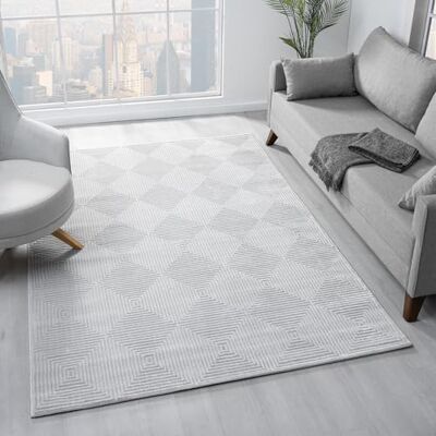 VIMODA Tapis de salon, chambre à coucher à poils courts Design Baklava Effet très profond Moderne 3D Couleur : gris Dimensions : 80 x 300 cm VIMODA Tapis de salon, chambre à coucher à poils courts Design Baklava Effet très profond Moderne 3D Couleur : gris Dimensions : 80 x 300 cm
