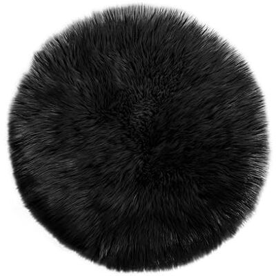 Teppich Wölkchen Tapis en Fausse Fourrure d'Agneau et Peau de Mouton Carpette Moelleuse pour Chambre à Coucher, Salon, Crèche Jet de Divan de Décoration Chaise Noir 120cm Rond Teppich Wölkchen Tapis en Fausse Fourrure d'Agneau et Peau de Mouton Carpette Moelleuse pour Chambre à Coucher, Salon, Crèche Jet de Divan de Décoration Chaise Noir 120cm Rond