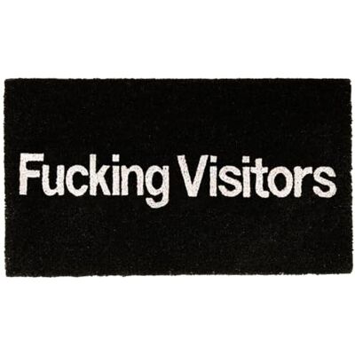 Fisura – Paillasson d'entrée maison “F*cking visitors” en coco avec base antidérapante en PVC. Tapis intérieur noir peint à la main. Message humoristique original. 70 x 40 cm Fisura – Paillasson d'entrée maison “F*cking visitors” en coco avec base antidérapante en PVC. Tapis intérieur noir peint à la main. Message humoristique original. 70 x 40 cm