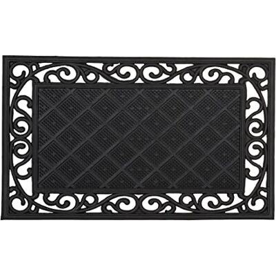 Relaxdays Paillasson 75x45 cm tapis de sol antidérapant caoutchouc rectangle résistant aux intempéries motifs fleurs, noir Relaxdays Paillasson 75x45 cm tapis de sol antidérapant caoutchouc rectangle résistant aux intempéries motifs fleurs, noir