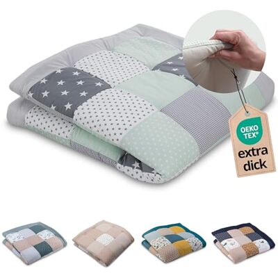 ULLENBOOM Tapis d'éveil pour bébé, 140 x 140 cm, matériaux 100 % Oeko-Tex, fabriqué en UE, épais et doux, gris menthe, idéal comme couverture de bébé, tapis d'éveil et tapis de jeu pour bébé ULLENBOOM Tapis d'éveil pour bébé, 140 x 140 cm, matériaux 100 % Oeko-Tex, fabriqué en UE, épais et doux, gris menthe, idéal comme couverture de bébé, tapis d'éveil et tapis de jeu pour bébé