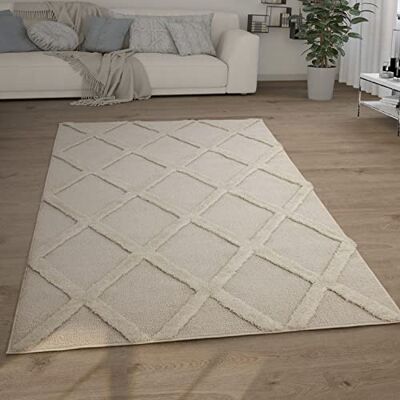 Paco Home Tapis Poils Longs Tapis De Salon Tapis Shaggy Aspect 3D Ethnique Boho Look Vintage Doux, Dimension:160x220 cm, Couleur:Crème 5 Paco Home Tapis Poils Longs Tapis De Salon Tapis Shaggy Aspect 3D Ethnique Boho Look Vintage Doux, Dimension:160x220 cm, Couleur:Crème 5