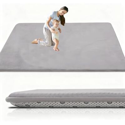 RxueSug Tapis de jeu de 3 cm d'épaisseur pour le sol, 200 x 240 cm, gris argenté, pliable, avec mousse à mémoire de forme, tapis antidérapant pour enfants RxueSug Tapis de jeu de 3 cm d'épaisseur pour le sol, 200 x 240 cm, gris argenté, pliable, avec mousse à mémoire de forme, tapis antidérapant pour enfants
