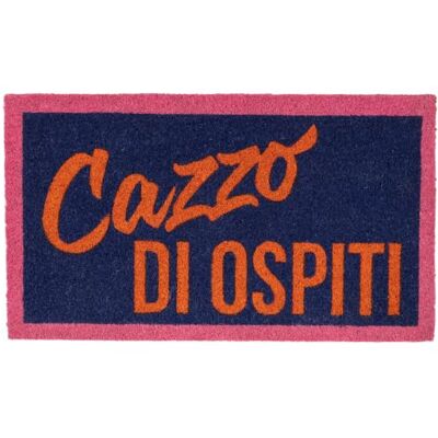 Fisura – Paillasson d'entrée maison “C*zzo di ospiti” en fibre de coco avec base antidérapante en PVC. Tapis intérieur bleu et orange peint à la main. Message drôle. 70 x 40 cm Fisura – Paillasson d'entrée maison “C*zzo di ospiti” en fibre de coco avec base antidérapante en PVC. Tapis intérieur bleu et orange peint à la main. Message drôle. 70 x 40 cm