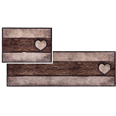 Astra Pure & Soft Lot de 2 paillassons doux et moelleux Motif cœur en bois 50 x 70 cm et 50 x 150 cm Tapis de cuisine lavable à l'intérieur Tapis de porte résistant Astra Pure & Soft Lot de 2 paillassons doux et moelleux Motif cœur en bois 50 x 70 cm et 50 x 150 cm Tapis de cuisine lavable à l'intérieur Tapis de porte résistant