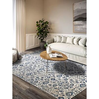 Villeroy & Boch Tapis Ernest à poils courts Tapis de salon classique Tapis traditionnel pour salon, chambre à coucher, salle à manger, couloir, cuisine Crème/bleu, 120 x 170 cm Villeroy & Boch Tapis Ernest à poils courts Tapis de salon classique Tapis traditionnel pour salon, chambre à coucher, salle à manger, couloir, cuisine Crème/bleu, 120 x 170 cm