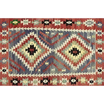 Vilber , Tapis en vinyle ethnique, losanges, couloir, cuisine, salon, maison, multicolore, différentes tailles, mesure 78 x 120 cm Kilim.2574 01. Vilber , Tapis en vinyle ethnique, losanges, couloir, cuisine, salon, maison, multicolore, différentes tailles, mesure 78 x 120 cm Kilim.2574 01.