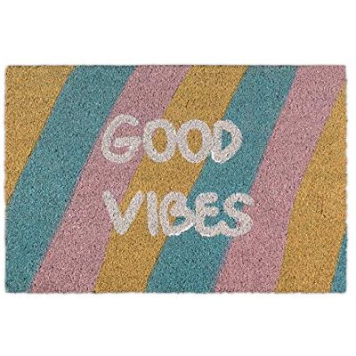 Relaxdays Paillasson en coco Good Vibes Rayé Antidérapant Pour intérieur et extérieur 40 x 60 cm Multicolore Relaxdays Paillasson en coco Good Vibes Rayé Antidérapant Pour intérieur et extérieur 40 x 60 cm Multicolore