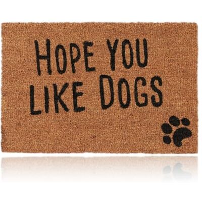 Relaxdays Paillasson fibre de coco Hope You Like Dogs 40x60 cm tapis d’entrée extérieur antidérapant PVC, nature Relaxdays Paillasson fibre de coco Hope You Like Dogs 40x60 cm tapis d’entrée extérieur antidérapant PVC, nature