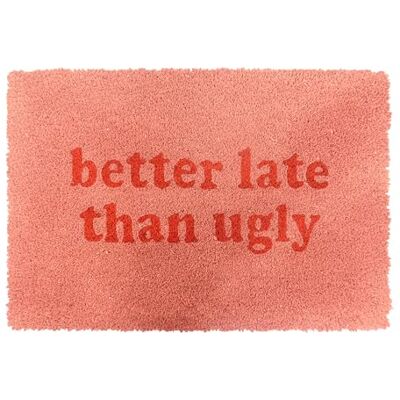 Relaxdays Paillasson Coco 60 x 40 cm, Tapis « Better Late », antidérapant, résistant aux intempéries, Rose Relaxdays Paillasson Coco 60 x 40 cm, Tapis « Better Late », antidérapant, résistant aux intempéries, Rose