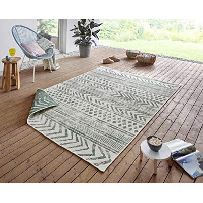 HANSE Home NORTHRUGS Biri Tapis pour l'intérieur et l'extérieur, réversible, résistant aux intempéries, Style bohème, Vintage, pour Balcon, terrasse, Jardin, Jardin d'hiver, imperméable, en Vert crème 120 x 170 HANSE Home NORTHRUGS Biri Tapis pour l'intérieur et l'extérieur, réversible, résistant aux intempéries, Style bohème, Vintage, pour Balcon, terrasse, Jardin, Jardin d'hiver, imperméable, en Vert crème 120 x 170