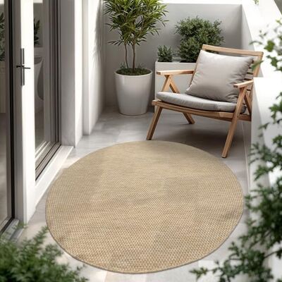 Paco Home Tapis Intérieur Et Extérieur Balcon Terrasse Tapis Cuisine Monochrome Moucheté, Dimension:120 cm rond, Couleur:Naturelle Paco Home Tapis Intérieur Et Extérieur Balcon Terrasse Tapis Cuisine Monochrome Moucheté, Dimension:120 cm rond, Couleur:Naturelle