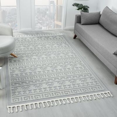 VIMODA Tapis Boho Skandi pour salon, chambre à coucher, balcon, cuisine, terrasse, couloir 3D crème, couleur : gris, dimensions : 200 x 290 cm VIMODA Tapis Boho Skandi pour salon, chambre à coucher, balcon, cuisine, terrasse, couloir 3D crème, couleur : gris, dimensions : 200 x 290 cm