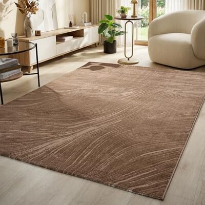 VIMODA Tapis de salon, chambre à coucher, couloir, cuisine, à poils courts, design bohème, couleur unie, effet très profond, moderne 3D, doux, dimensions : 120 x 170 cm, couleur : moka VIMODA Tapis de salon, chambre à coucher, couloir, cuisine, à poils courts, design bohème, couleur unie, effet très profond, moderne 3D, doux, dimensions : 120 x 170 cm, couleur : moka