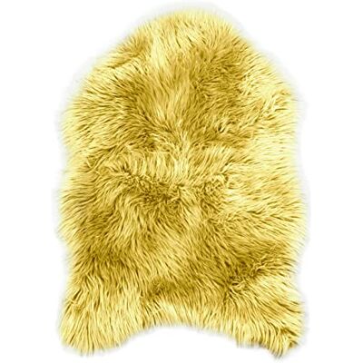 Teppich Wölkchen Tapis en Fausse Fourrure d'Agneau et Peau de Mouton Carpette Moelleuse pour Chambre à Coucher, Salon, Crèche Jet de Divan de Décoration Chaise Jaune 55x80cm Teppich Wölkchen Tapis en Fausse Fourrure d'Agneau et Peau de Mouton Carpette Moelleuse pour Chambre à Coucher, Salon, Crèche Jet de Divan de Décoration Chaise Jaune 55x80cm