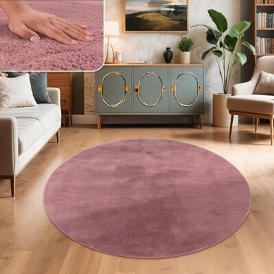 Paco Home Tapis Salon Fausses Fourrures Doux Lavable Moderne Élégant Facile À Entretenir Effet Fourrure Uni Brillant Douillet À Poils Longs, Dimension:120 cm rond, Couleur:Violet Rose Paco Home Tapis Salon Fausses Fourrures Doux Lavable Moderne Élégant Facile À Entretenir Effet Fourrure Uni Brillant Douillet À Poils Longs, Dimension:120 cm rond, Couleur:Violet Rose