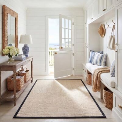 SAFAVIEH Tapis en fibre naturelle pour salon, salle à manger, chambre à coucher Collection en fibres naturelles Poils courts, naturel et noir, 160 x 229 cm SAFAVIEH Tapis en fibre naturelle pour salon, salle à manger, chambre à coucher Collection en fibres naturelles Poils courts, naturel et noir, 160 x 229 cm