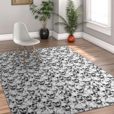 SHUODAOCO Tapis doux 1,2 x 1,8 m motif tête de mort gothique, noir et blanc, esthétique, antidérapant, résistant aux taches, lavable pour salon, chambre à coucher, entrée, intérieur de la maison SHUODAOCO Tapis doux 1,2 x 1,8 m motif tête de mort gothique, noir et blanc, esthétique, antidérapant, résistant aux taches, lavable pour salon, chambre à coucher, entrée, intérieur de la maison