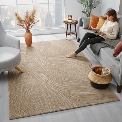 VIMODA Tapis de salon, chambre à coucher, couloir, cuisine, à poils courts, design bohème, couleur unie, effet très profond, moderne 3D, doux, couleur : taupe, dimensions : 160 x 230 cm VIMODA Tapis de salon, chambre à coucher, couloir, cuisine, à poils courts, design bohème, couleur unie, effet très profond, moderne 3D, doux, couleur : taupe, dimensions : 160 x 230 cm