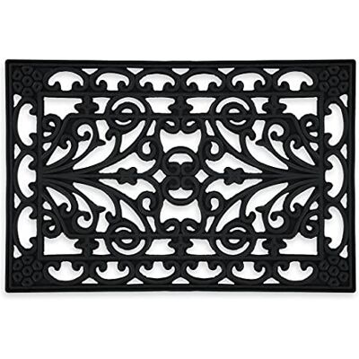 Relaxdays Paillasson Caoutchouc, 40x60, antidérapant, résistant, caillebotis extérieur, Tapis d’entrée, Ornements, Noir Relaxdays Paillasson Caoutchouc, 40x60, antidérapant, résistant, caillebotis extérieur, Tapis d’entrée, Ornements, Noir