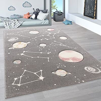 Paco Home Tapis Pour Enfants, Tapis De Jeux Planètes Et Étoiles, Chambre D'Enfant Gris, Dimension:160x230 cm Paco Home Tapis Pour Enfants, Tapis De Jeux Planètes Et Étoiles, Chambre D'Enfant Gris, Dimension:160x230 cm