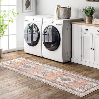 nuLOOM Eleanor Tapis de couloir à motif médaillon, lavable en machine, 0,7 x 2,4 m, multicolore nuLOOM Eleanor Tapis de couloir à motif médaillon, lavable en machine, 0,7 x 2,4 m, multicolore