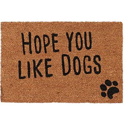 Relaxdays Paillasson fibre de coco Hope You Like Dogs 40x60 cm tapis d’entrée extérieur antidérapant PVC, nature Relaxdays Paillasson fibre de coco Hope You Like Dogs 40x60 cm tapis d’entrée extérieur antidérapant PVC, nature