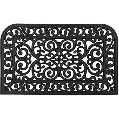 Relaxdays Paillasson caoutchouc, 45x75 cm, antidérapant, résistant, caillebotis extérieur, tapis entrée, ornements, noir Relaxdays Paillasson caoutchouc, 45x75 cm, antidérapant, résistant, caillebotis extérieur, tapis entrée, ornements, noir