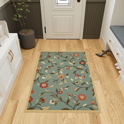 Collection Ottomanson Ottoome tapis - Antidérapant, Design moderne de feuilles - 100x150 cm Collection Ottomanson Ottoome tapis - Antidérapant, Design moderne de feuilles - 100x150 cm