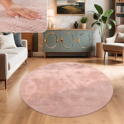Paco Home Tapis Salon Fausses Fourrures Doux Lavable Moderne Élégant Facile À Entretenir Effet Fourrure Uni Brillant Douillet À Poils Courts, Dimension:120 cm rond, Couleur:Pink Paco Home Tapis Salon Fausses Fourrures Doux Lavable Moderne Élégant Facile À Entretenir Effet Fourrure Uni Brillant Douillet À Poils Courts, Dimension:120 cm rond, Couleur:Pink