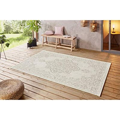 HANSE Home NORTHRUGS Tapis d'intérieur et d'extérieur 120 x 170 cm – Résistant aux intempéries – Design oriental vintage avec médaillon – Tapis de terrasse, balcon, cuisine, salon, imperméable en beige HANSE Home NORTHRUGS Tapis d'intérieur et d'extérieur 120 x 170 cm – Résistant aux intempéries – Design oriental vintage avec médaillon – Tapis de terrasse, balcon, cuisine, salon, imperméable en beige