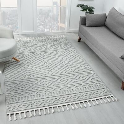 VIMODA Tapis bohème, pour salon, chambre à coucher, franges scandinave, tapis 3D, lavable, couleur : gris, dimensions : 120 x 170 cm VIMODA Tapis bohème, pour salon, chambre à coucher, franges scandinave, tapis 3D, lavable, couleur : gris, dimensions : 120 x 170 cm