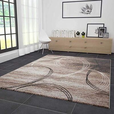 VIMODA Tapis moderne tissé très serré Motif toupie chiné Marron beige Dimensions : 80 x 150 cm VIMODA Tapis moderne tissé très serré Motif toupie chiné Marron beige Dimensions : 80 x 150 cm