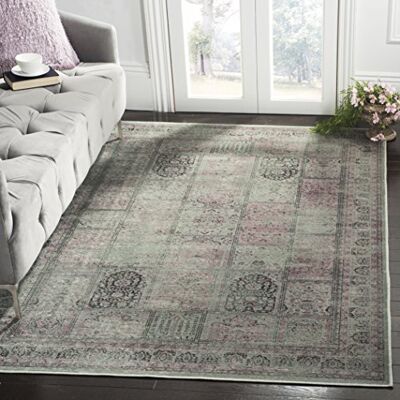 SAFAVIEH Tapis d'inspiration vintage VTG127 En fibre de viscose douce Gris foncé/améthyste 120 x 180 cm SAFAVIEH Tapis d'inspiration vintage VTG127 En fibre de viscose douce Gris foncé/améthyste 120 x 180 cm