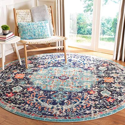 Tapis moderne Safavieh - 120x120cm - Noir/Turquoise Tapis moderne Safavieh - 120x120cm - Noir/Turquoise
