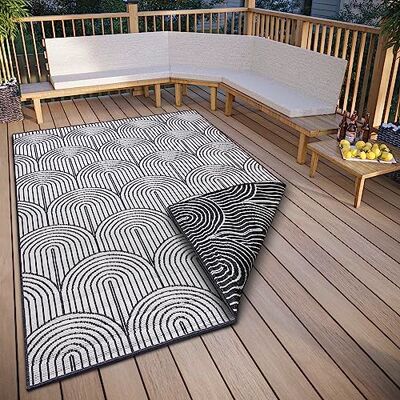 HANSE Home Pangli Tapis d'extérieur résistant aux intempéries, réversible, style bohème scandinave, imperméable, couleur unie, géométrique, effet 3D, pour jardin, balcon, terrasse, salon, noir, 80 x HANSE Home Pangli Tapis d'extérieur résistant aux intempéries, réversible, style bohème scandinave, imperméable, couleur unie, géométrique, effet 3D, pour jardin, balcon, terrasse, salon, noir, 80 x