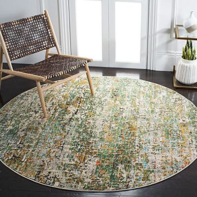 SAFAVIEH Tapis chic moderne pour salon, salle à manger, chambre à coucher Collection Madison Poils courts, argent et ivoire, 122 x 122 cm SAFAVIEH Tapis chic moderne pour salon, salle à manger, chambre à coucher Collection Madison Poils courts, argent et ivoire, 122 x 122 cm