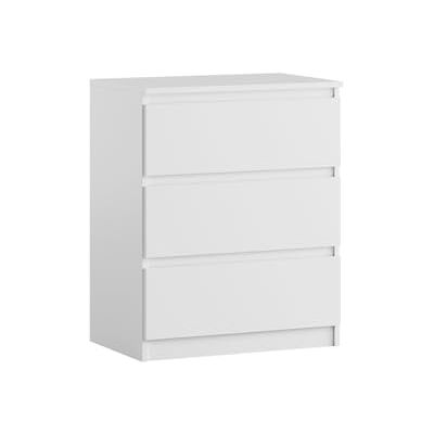 YUMEBLY Commode avec 3 tiroirs Blanc 60 cm Idéal pour chambre, salon, chambre d'enfant et bureau Commode à tiroirs Design moderne 61x75x40cm YUMEBLY Commode avec 3 tiroirs Blanc 60 cm Idéal pour chambre, salon, chambre d'enfant et bureau Commode à tiroirs Design moderne 61x75x40cm
