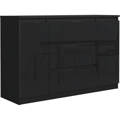 meble masztalerz Commode à 2 Portes et 3 Tiroirs Commode bois la Chambre à Coucher et le Salon Moderne Design Meubles peu Encombrants 120x78,5x39 cm Noire & Brillante meble masztalerz Commode à 2 Portes et 3 Tiroirs Commode bois la Chambre à Coucher et le Salon Moderne Design Meubles peu Encombrants 120x78,5x39 cm Noire & Brillante