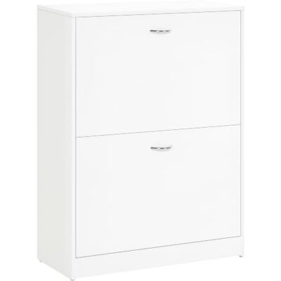 HOMCOM Armoire à Chaussures 2 Portes Abattantes 60L x 24l x 80H cm Blanc Meuble à Chaussures HOMCOM Armoire à Chaussures 2 Portes Abattantes 60L x 24l x 80H cm Blanc Meuble à Chaussures