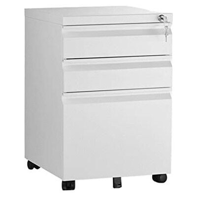 WYYDHGBF Classeur de bureau verrouillable en bois moderne noir/blanc 3 tiroirs avec roulettes réglables 48 x 39 x 60 cm WYYDHGBF Classeur de bureau verrouillable en bois moderne noir/blanc 3 tiroirs avec roulettes réglables 48 x 39 x 60 cm