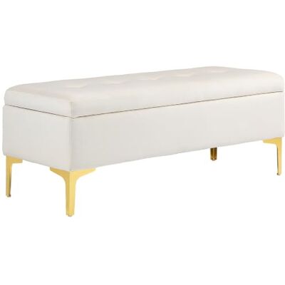 HOMCOM Banc de rangement rembourré velours beige 120x44x44.5cm Boîtes de rangement pliables, organiseur d'armoire, pour jouets, vêtements, livres. HOMCOM Banc de rangement rembourré velours beige 120x44x44.5cm Boîtes de rangement pliables, organiseur d'armoire, pour jouets, vêtements, livres.